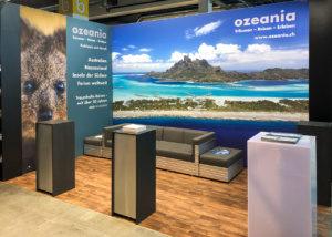 Messestand von Ozeania Reisen an der Fespo Zürich 2020